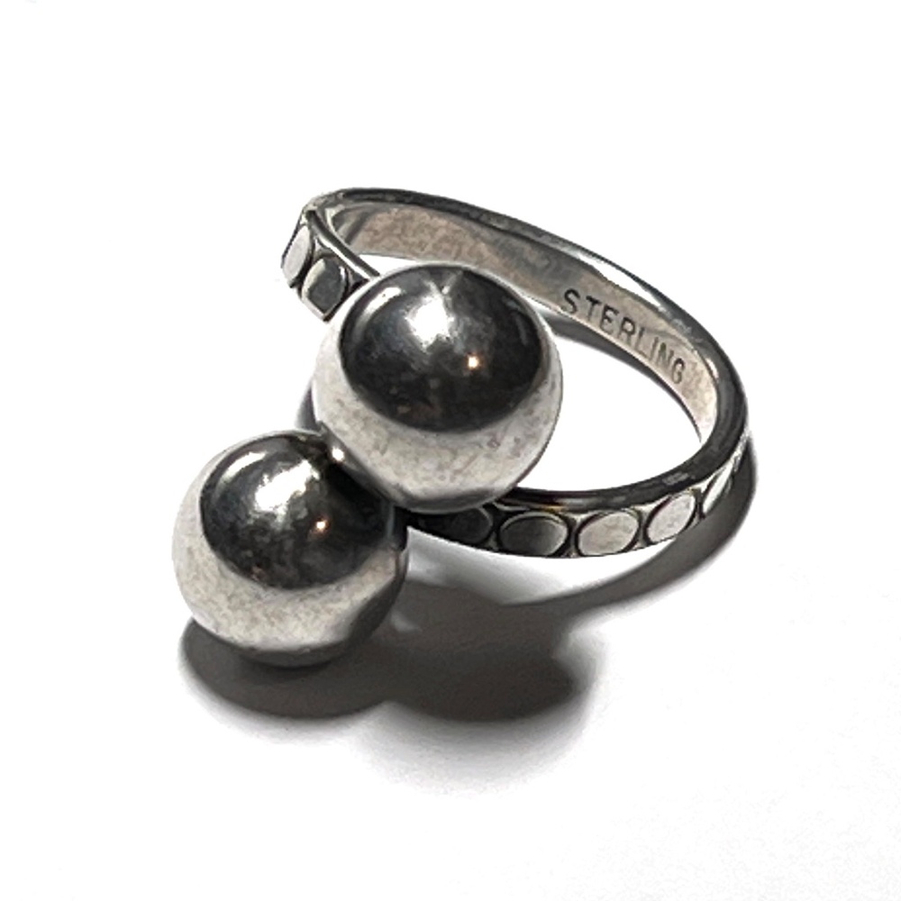 Mid-Century Vintage Sterling Silver Double Ball Ring  1940's - Picture 10 of 11